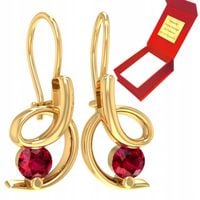 DELIKATNE KOLCZYKI Z RUBINAMI ZŁOTO 585 NA BIGLU