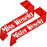 Komplet szarf Miss i Mister Wesela - czerwone