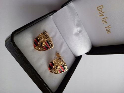 Exciting spinki do mankietów koszuli EXC Porsche pozłacane w skórzanym Etui na Arena.pl