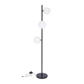 Kama lampa podłogowa czarny+złoty 3x28W G9 klosz biały