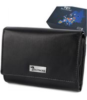 BELTIMORE portfel damski skórzany średni matowy z suwakiem P257 czarny