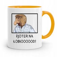 Kubek Żółty Nosacz Janusz Więcej Pjoter Na Łobiood Z Nadrukiem Ze Zdjęciem