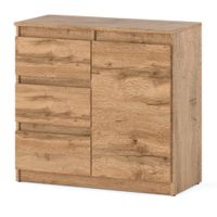 Komoda Drewniana Do Sypialni 3 Szuflady 80cm Nowoczesna Salon Dąb Wotan