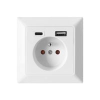 GNIAZDKO ELEKTRYCZNE PODTYNKOWE ŚCIENNE 230V Z ŁADOWARKĄ 1x USB + 1x USB C