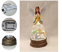 Pozytywka LED Anioł z Szopką - Światło, Brokat i Melodia USB / Baterie