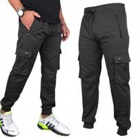 DRESOWE SPODNIE MĘSKIE długie DRESY BOJÓWKI BAWEŁNA KIESZENIE NA