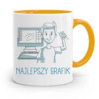 Kubek Żółty Prezent Dla Najlepszego Grafika Z Nadrukiem Ze Zdjęciem