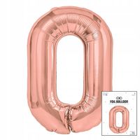 BALON FOLIOWY CYFRĄ CYFERKA 0 ROSE GOLD NA IMPREZE URODZINOWĄ 40cm