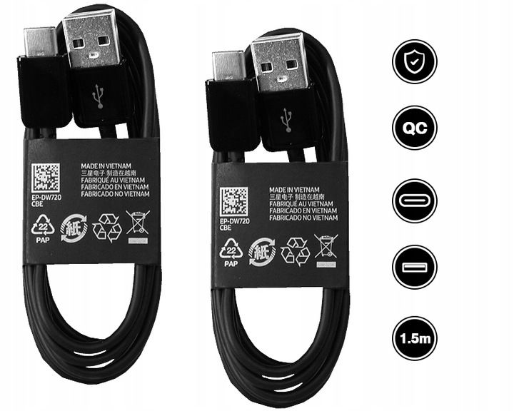 2x ORYGINALNY KABEL SAMSUNG FAST CHARGE USB-C 1,5M zdjęcie 3