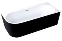 Wanna wolnostojąca przyścienna NAROŻNA PULA Czarna PRAWA 170 x 75 cm biała system przelewowy