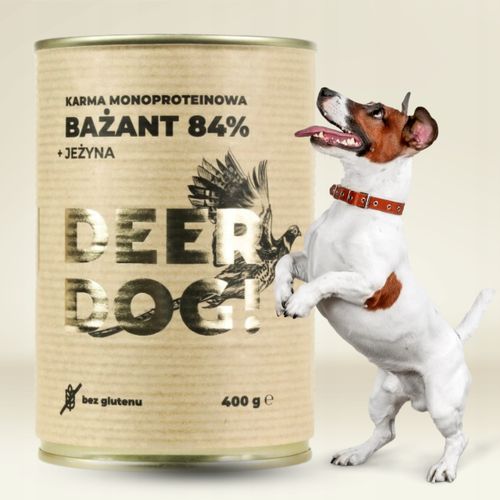 Mokra karma dla psa Deer Dog BAŻANT Z JEŻYNĄ puszka 400 G PREMIUM 84% MIĘSA na Arena.pl