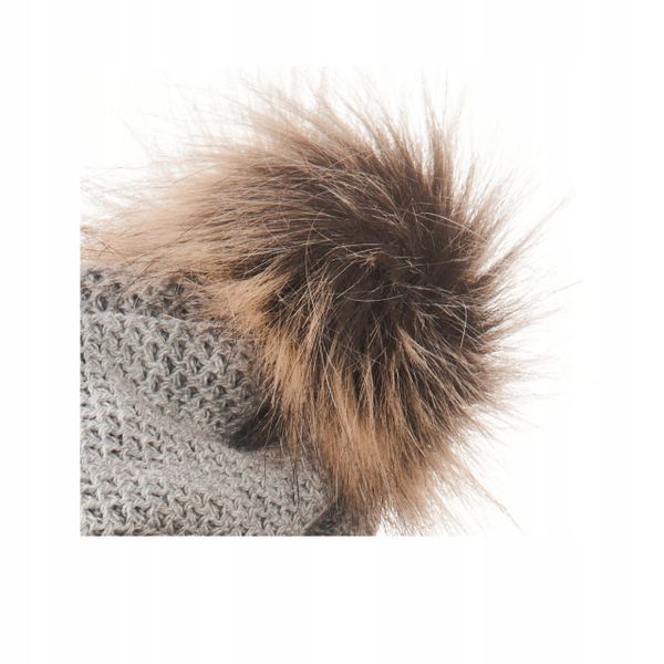 CZAPKA ZIMOWA DAMSKA SZARA Z POMPONEM D1 zdjęcie 7
