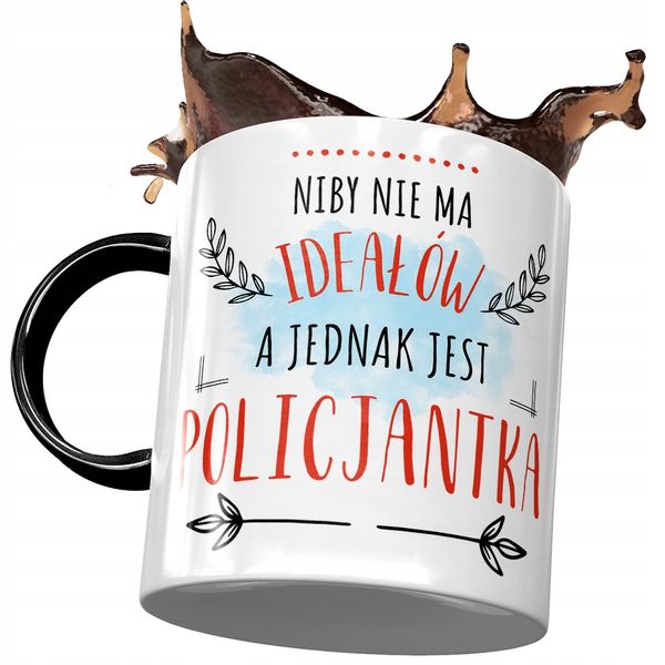 Kubek Czarny Policjantki Niby Nie Ma Ideałów Z Nadrukiem Ze Zdjęciem zdjęcie 1