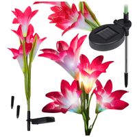 2 X LAMPA SOLARNA LILIA CZERWONA KWIATY LED CZUJNIK  ŚWIATŁA OGRODOWE 76 CM