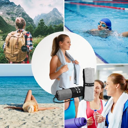 Ręcznik Szybkoschnący Z Mikrofibry 130X80 Szaro-Czarny na Arena.pl