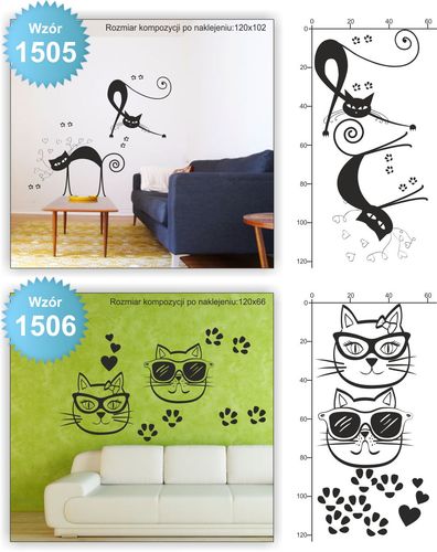 NAKLEJKI na ścianę KOTY KOT KOTKI naklejki 100cm na Arena.pl