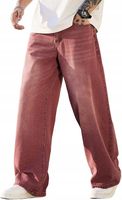 Zewool Luźne dżinsy Hip Hop czerwone Skater Jeans Szerokie spodnie L Baggy