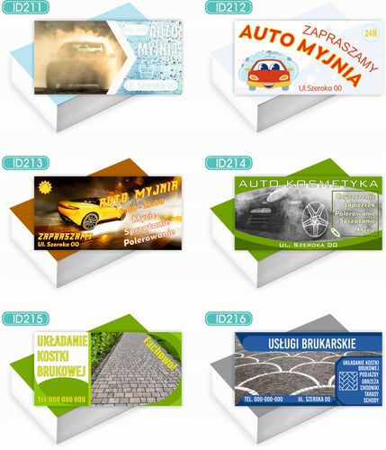 Wizytówki firmowe 200 szt RÓŻNE WZORY do wyboru AUTO MYJNIA na Arena.pl