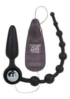 plug analny wibrujący calexotics booty call double dare czarny 8,25 cm