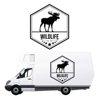 NAKLEJKA NA SAMOCHÓD sześciokąt wildlife napis łoś KAMPER camper auto 70 cm