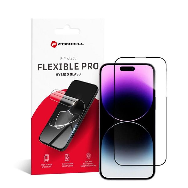 Szkło hybrydowe do iPhone 14 PRO MAX Forcell Flexible 5D czarne zdjęcie 1