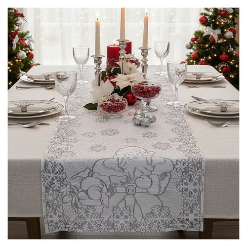 Bieżnik Biały Mikołaj 50x100 DomoweTekstylia | WN200M B10 | Boże Narodzenie na Arena.pl