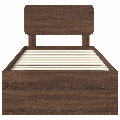 Ramka łóżka Brązowy dąb 75 x 190 cm Lite drewno sosnowe na Arena.pl