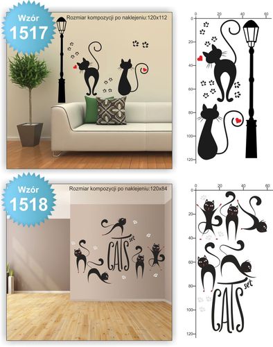 NAKLEJKI na ścianę KOTY KOT KOTKI naklejki 100cm na Arena.pl