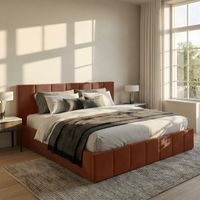 ŁÓŻKO TAPICEROWANE 160x200 ŁÓŻKO PODWÓJNE PREMIUM Z POJEMNIKIEM MIODOWE