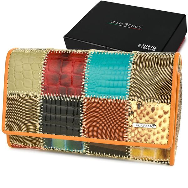 Portfel Damski Skórzany Patchwork Skóra Duży M96 zdjęcie 1