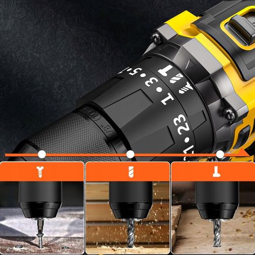 Zestaw bezszczotkowej wiertarki udarowej/wkrętarki 21V - 2 baterie + na Arena.pl