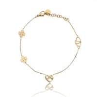 bransoletka na rękę stal chirurgiczna pozłacana 14k złotem koniczyna