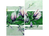 60X60CM SŁODYCZ MAGNOLII ZIELENI DWU OBRAZ ŚCIAN