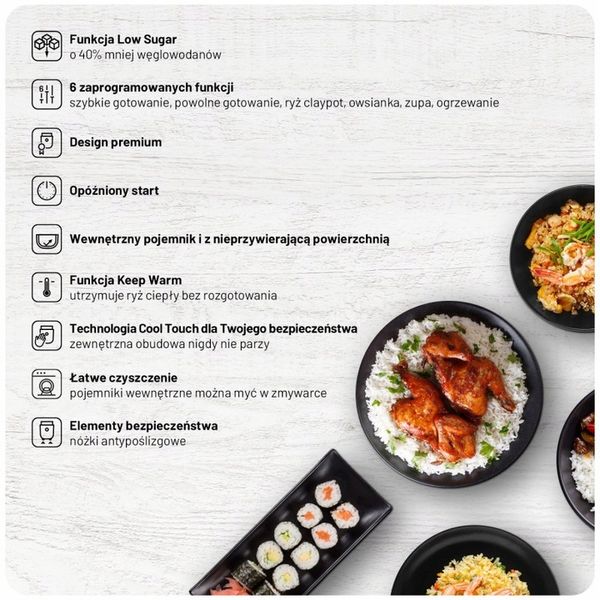 Ryżowar Urządzenie Do Gotowania Ryżu Low Sugar Rice Cooker + Akcesoria zdjęcie 11