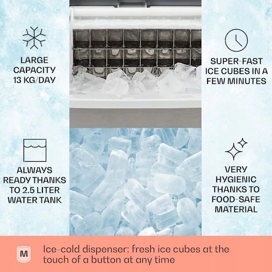 Kostkarka do lodu Klarstein Clearcube Krystaliczny Przeźroczysty Lód 13kg zdjęcie 3