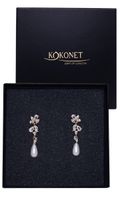 Pozłacane kolczyki ślubne perły kryształki błyszczące swarovski PUDEŁKO