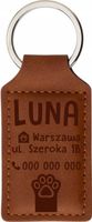 grawer BRELOK SKÓRZANY ZAWIESZKA Z IMIENIEM PSA KOT numer telefonu adres