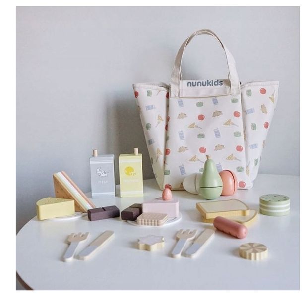 Drewniany Zestaw Piknikowy Dla Dzieci Nunukids Piknik Torba Mata Akcesoria zdjęcie 8