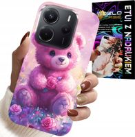 ETUI DO XIAOMI NOTE 14 4G - SŁODKI MIŚ NA RÓŻOWYM TLE, CASE + SZKŁO