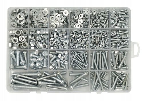 ZESTAW ŚRUBEK ŚRUB I NAKRĘTEK 1100szt W PUDEŁKU ŚRUBKI NAKRĘTKI M3 M4 M5 M6 na Arena.pl