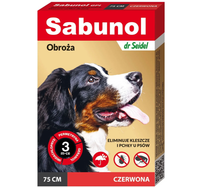 SABUNOL Obroża dla psa 75 cm na pchły kleszcze owadobójcza czerwona