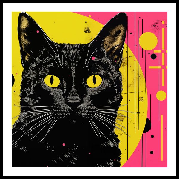 Plakat 80x80cm Neonowy Kocur zdjęcie 3