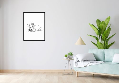 Plakat 60x80cm Śpiący Corgacz na Arena.pl