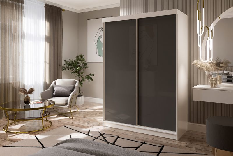 Szafa Przesuwna PARIS 150 Połysk szara zdjęcie 2