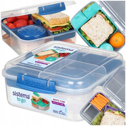 ŚNIADANIÓWKA SISTEMA LUNCHBOX POJEMNIK BOX BENTO 1250 ml Z PRZEGRÓDKAMI SOS na Arena.pl