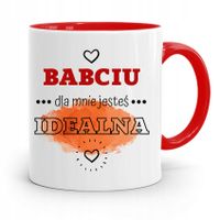 Kubek Czerwony Dla Babci Babciu Jesteś Idealna Z Nadrukiem Ze Zdjęciem