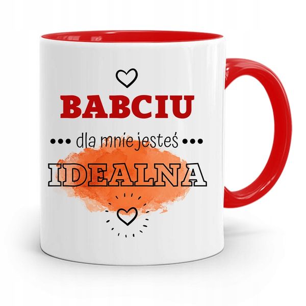 Kubek Czerwony Dla Babci Babciu Jesteś Idealna Z Nadrukiem Ze Zdjęciem zdjęcie 1