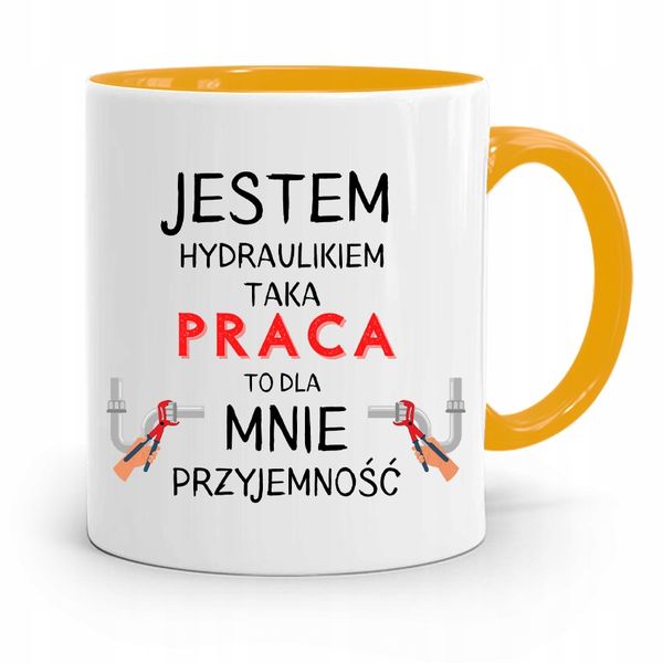 Kubek Żółty Dla Hydraulika Jestem Hydraulikiem Z Nadrukiem Ze Zdjęciem zdjęcie 1