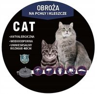 OBROŻA DLA KOTA NA PCHŁY KLESZCZE 8 MIESIĘCY 40 CM UNIWERSALNA