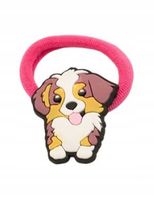 Dziewczęca gumka do włosów fuksja piesek fioletowo-biały 3cm